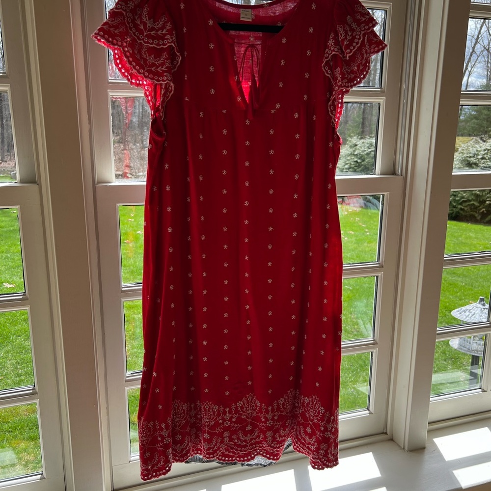 Elegant Red Lace-Trimmed Dress